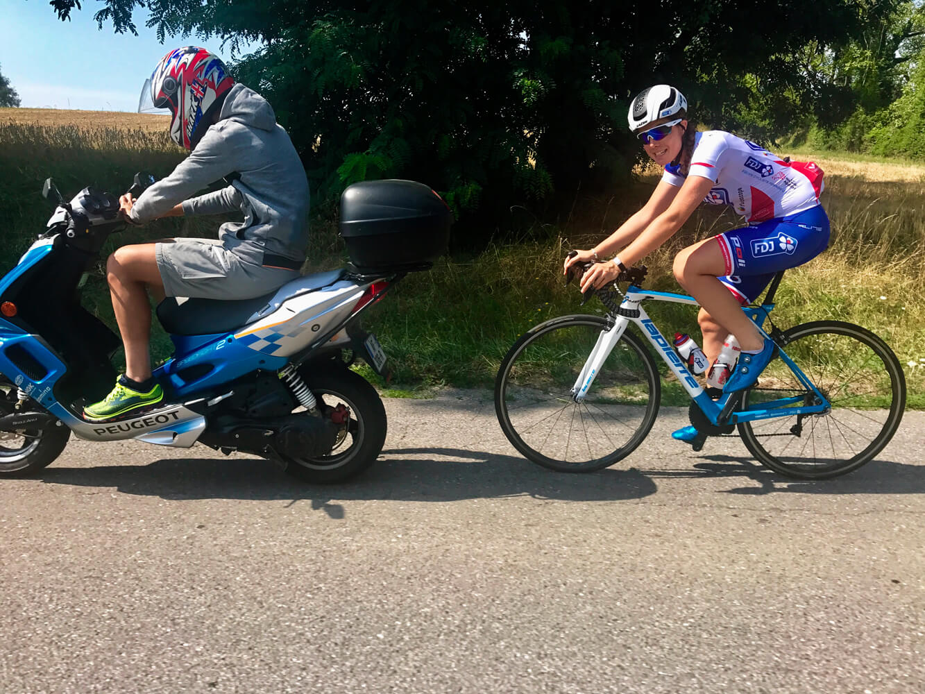 Training session behind a scooter